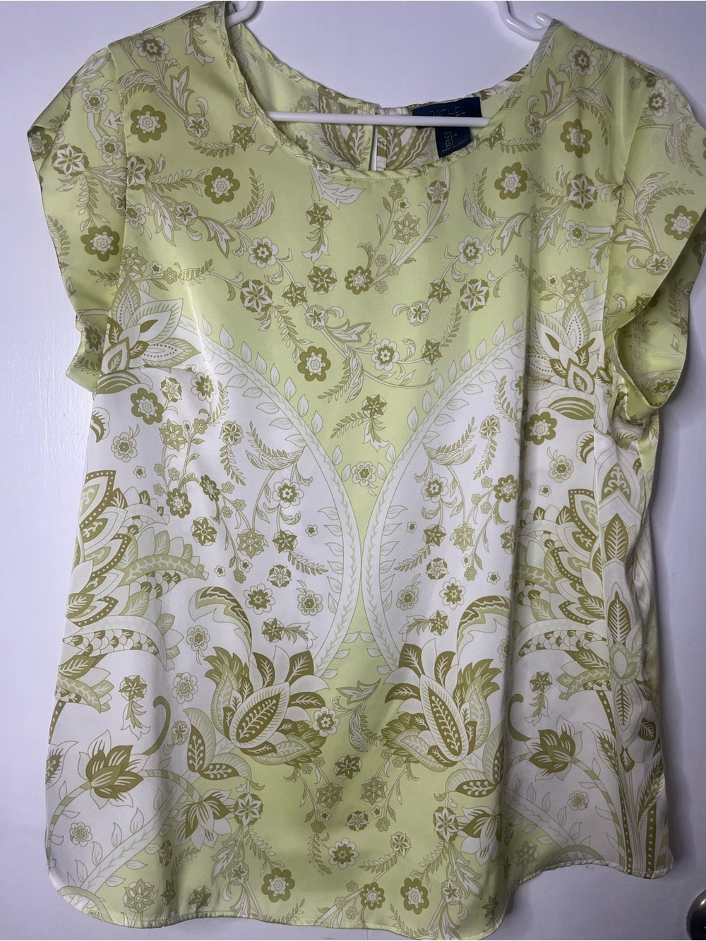 RACHEL Rachel Roy Pale Green Paisley Short Sleeve Blouse